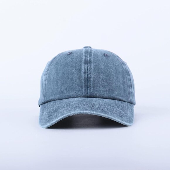 Unisex Washed-denim Blue Baseball Cap Cotton Fits Washed Denim Adjustable Hat - Picture 2 of 7